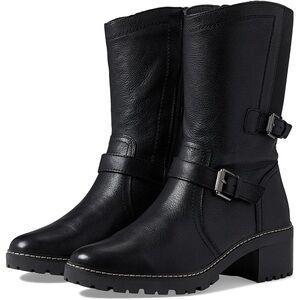 NATURALIZER TALON WOMENS LEATHER MOTORCYCLE MID-CALF BOOTS (WIDE)